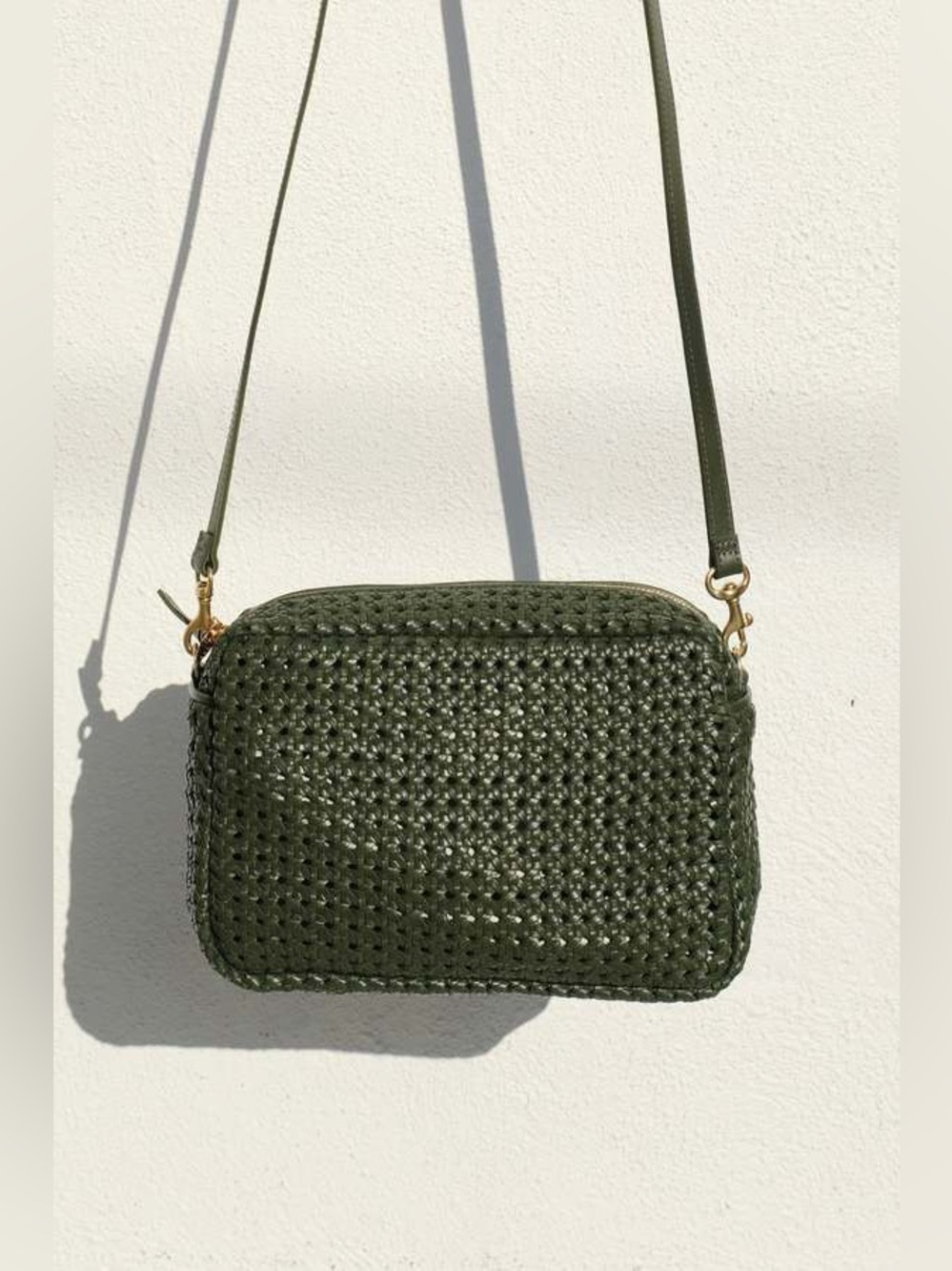 Clare V Marisol Army Rattan Bag